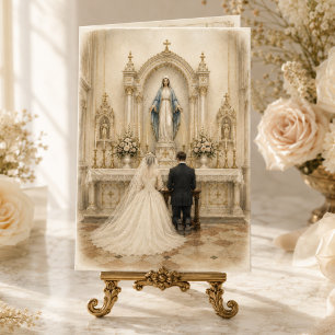 Traditional Catholic Our Lady of Grace Wedding Thank You Card