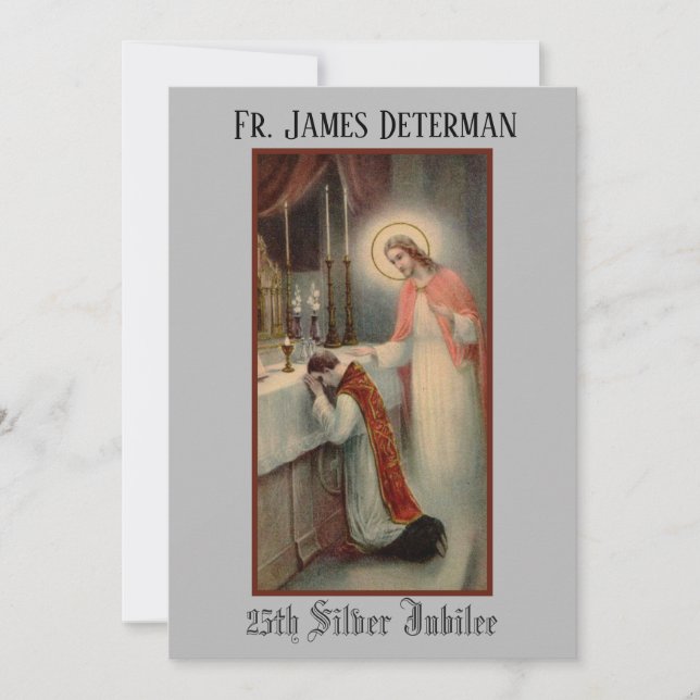 Traditional Catholic Priest Anniversary Invitation (Front)
