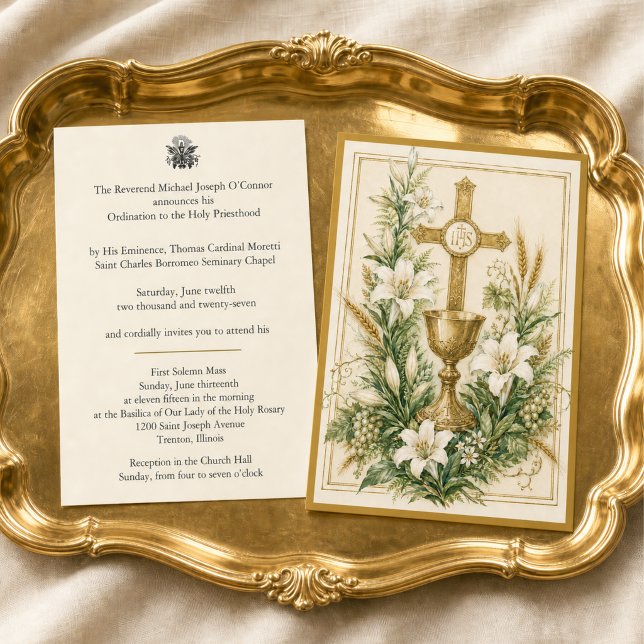 Traditional Catholic Priest Ordination Invitation  (Creator Uploaded)