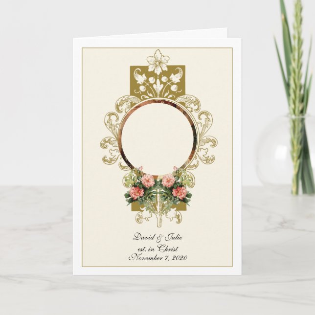 Traditional Catholic Religious Floral Wedding  Invitation (Front)