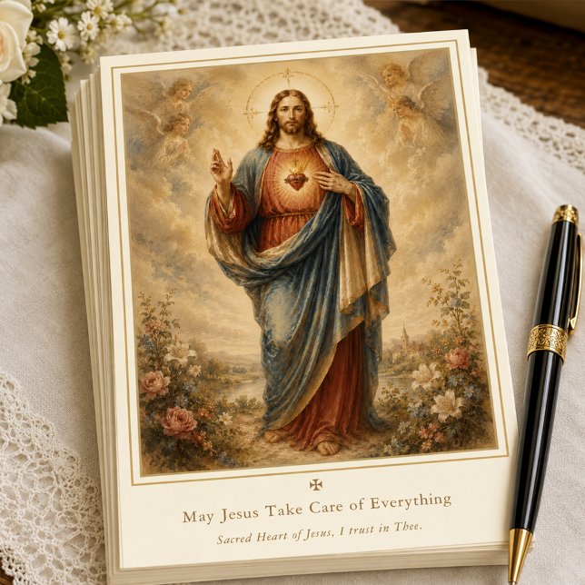 Traditional Catholic Sacred Heart Jesus Surrender  Card (Creator Uploaded)