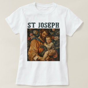 Traditional Catholic Saint Joseph and Baby Jesus T-Shirt