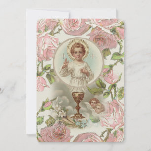 Traditional Catholic Vintage Communion Invitation
