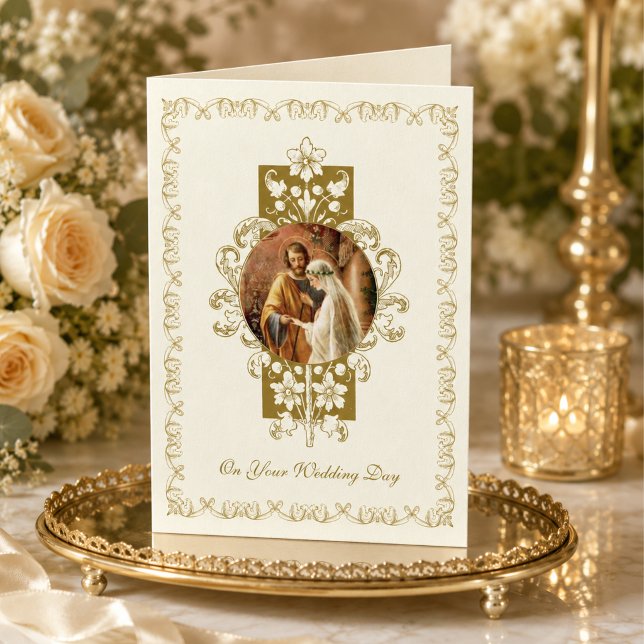 Traditional Catholic Vintage Wedding Elegant Card (Creator Uploaded)