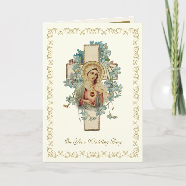 Traditional Catholic Vintage Wedding Elegant Card (Front)