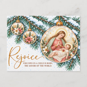 Traditional Catholic Virgin Mary Baby Jesus Holiday Postcard