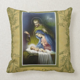 Traditional Catholic Virgin Mary, Joseph, Jesus Cushion