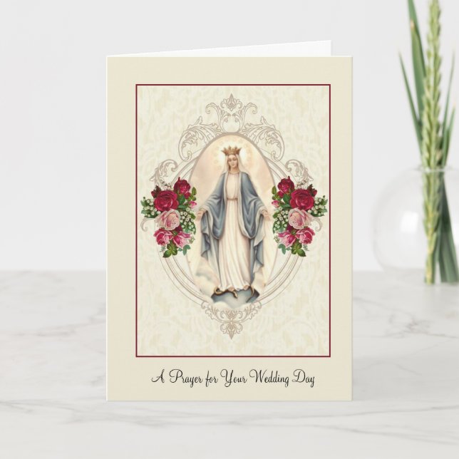 Traditional Catholic Wedding Blessed Virgin Mary Card (Front)