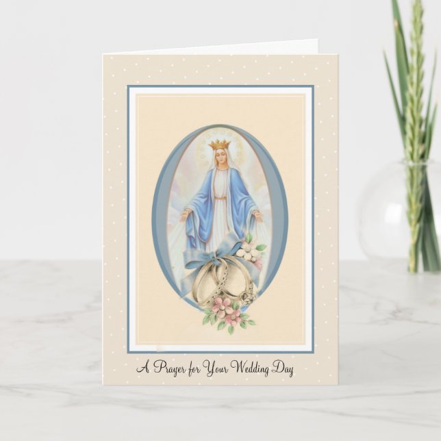 Traditional Catholic Wedding Blessed Virgin Mary Card (Front)