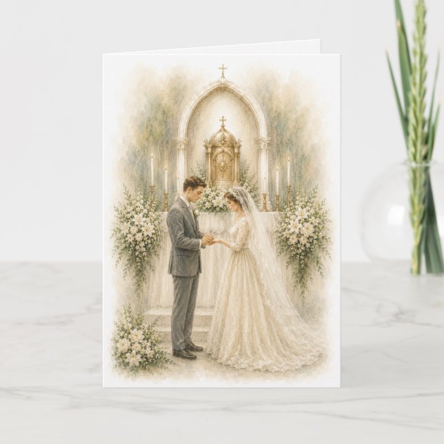 Traditional Catholic Wedding Blessings Greeting Card (Front)