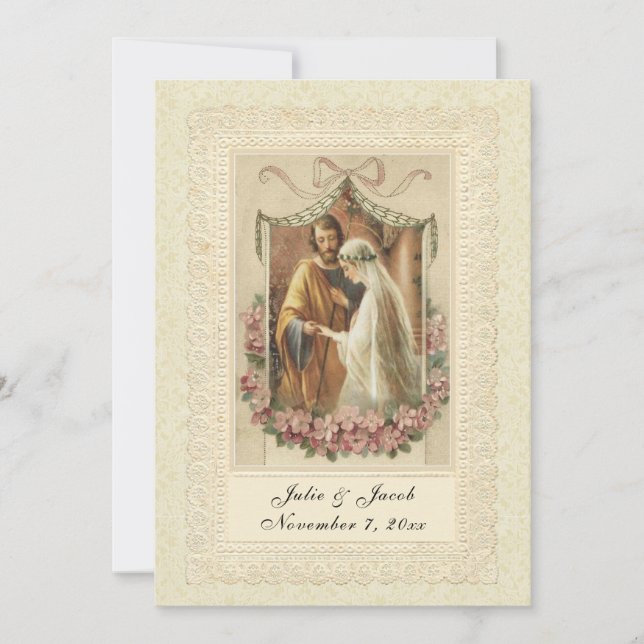 Traditional Catholic Wedding Elegant Invitation (Front)
