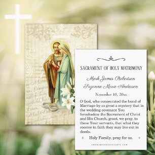 Traditional Catholic Wedding Favour Holy Card