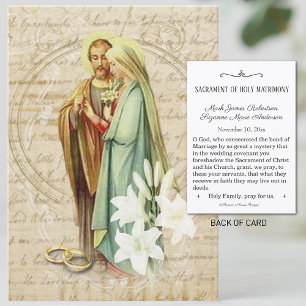 Traditional Catholic Wedding Favour Holy Card