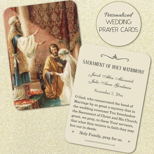 Traditional Catholic Wedding Favour Holy Card (Personalized Traditional Catholic Wedding Prayer Cards)
