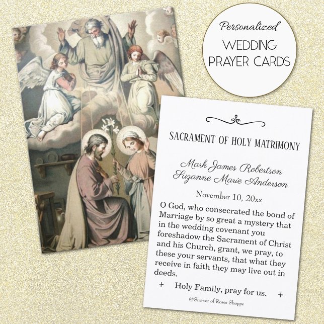 Traditional Catholic Wedding Favour Holy Card (Traditional Catholic Wedding Personalized Prayer Cards)