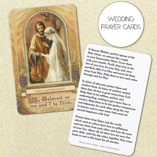 Traditional Catholic Wedding Favour Holy Card (Beautiful Traditional Catholic Wedding Prayer Cards)
