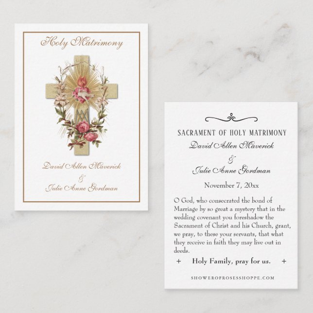 Traditional Catholic Wedding Favour Holy Card (Front/Back)