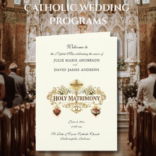 Traditional Catholic Wedding Latin Mass Program Card