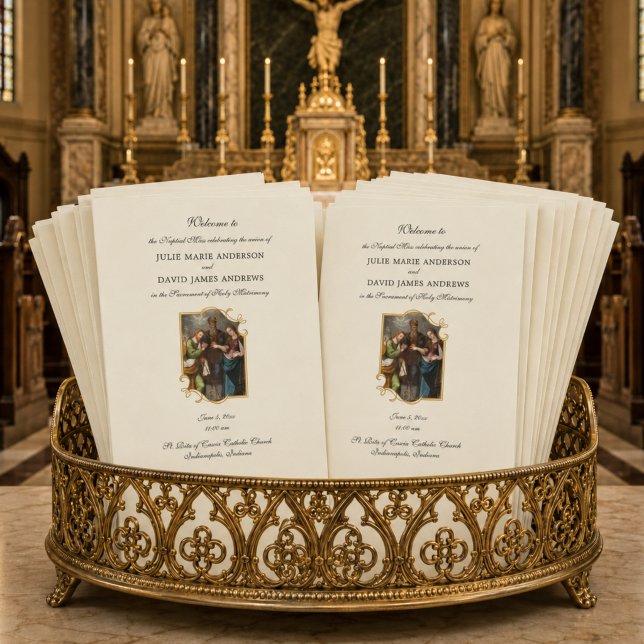 Traditional Catholic Wedding Mass Program Card (Creator Uploaded)