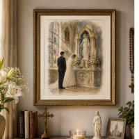 Traditional Catholic Wedding Side Altar Watercolor