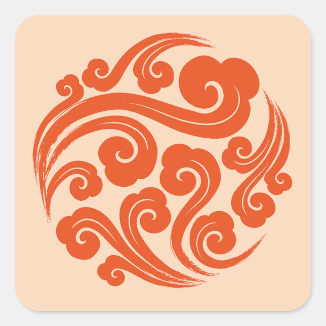 traditional Chinese auspicious cloud pattern Square Sticker (Front)