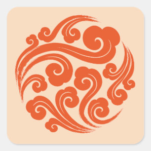 traditional Chinese auspicious cloud pattern Square Sticker