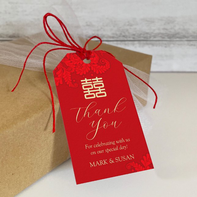 Traditional Chinese Double Happiness Wedding Tag (Creator Uploaded)