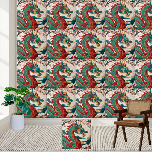 Traditional Chinese Dragon Chinoiserie Tile