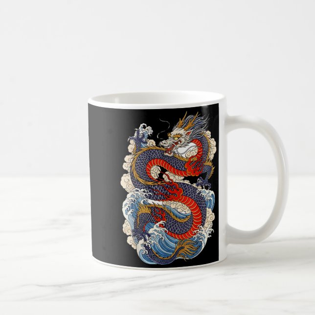 Traditional Chinese Dragon East Asia Dragon Ukiyoe Coffee Mug (Right)
