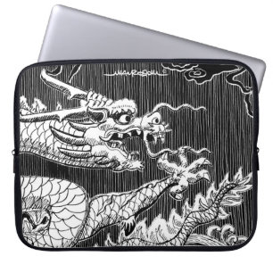 Traditional Chinese Dragon Ink-pen Sketch Laptop Sleeve