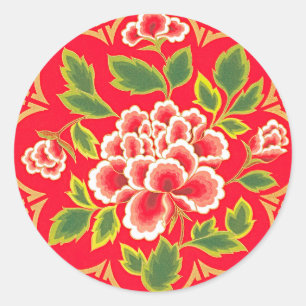 Traditional Chinese Embroidery Design Classic Round Sticker