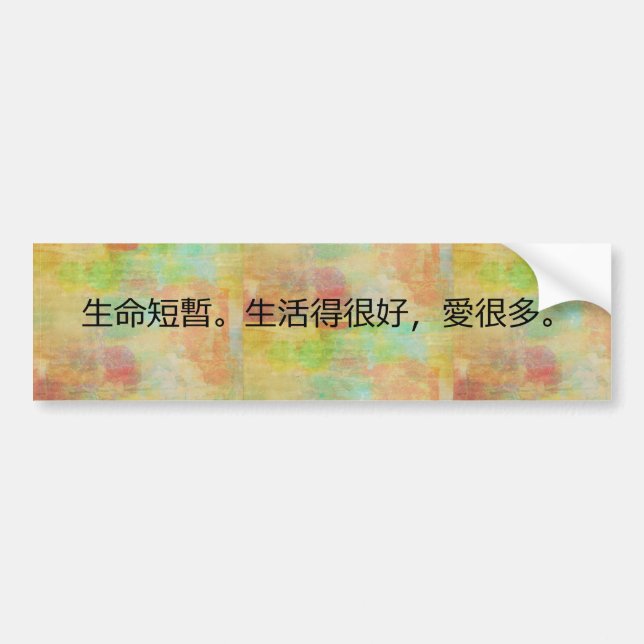 Traditional Chinese- Life is Short Bumper Sticker (Front)