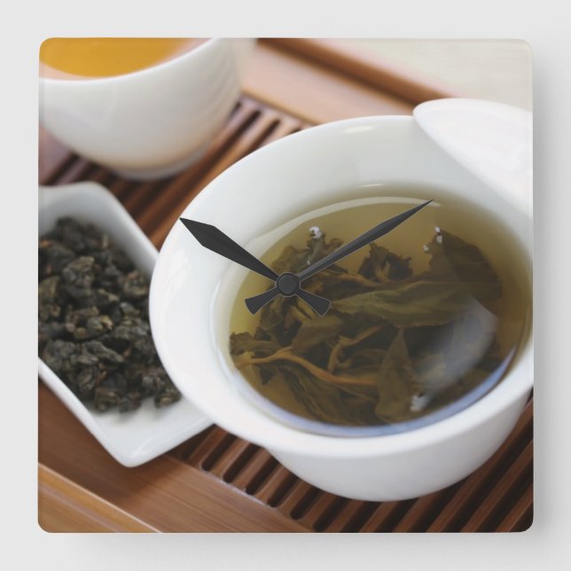 Traditional Chinese tea ceremony: oolong tea Square Wall Clock (Front)