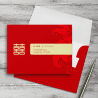 Traditional Chinese Wedding RSVP Envelopes (Red)