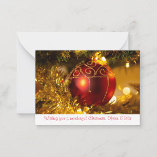Traditional Christmas baubles red gold vintage Card