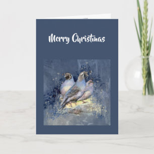 Traditional Christmas   California Quail Bird Holiday Card