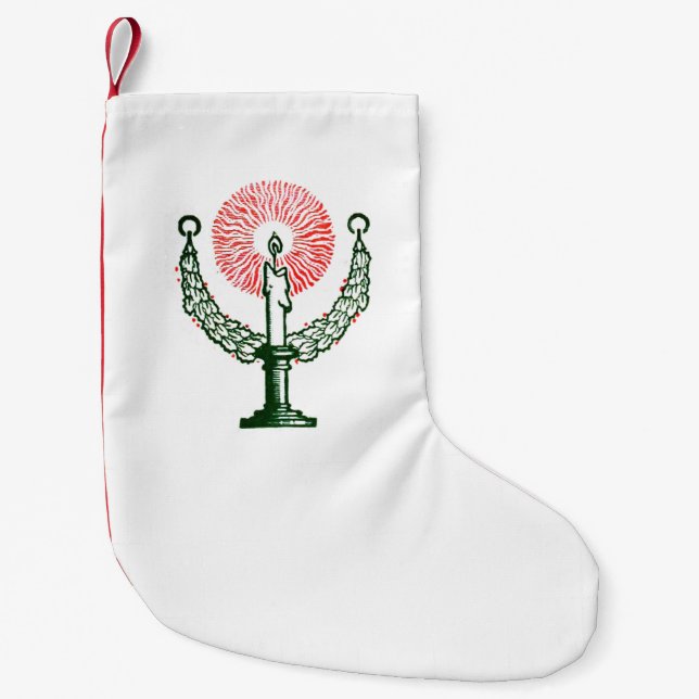 Traditional Christmas Candle Small Christmas Stocking (Front)