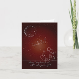 Traditional Christmas Card, Red, Couple, Santa Card