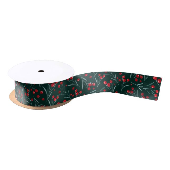 Traditional Christmas colours and berries Satin Ribbon (Spool)