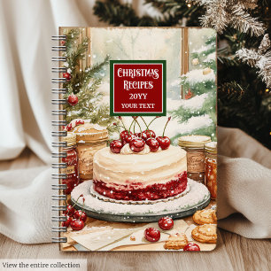 Traditional Christmas cookbook notebook for family