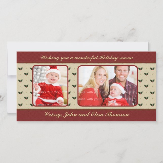 Traditional Christmas Design Holiday Card (Front)