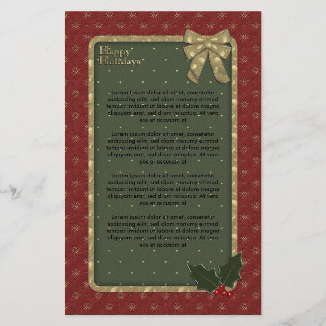 Traditional Christmas Design Stationery (Front)