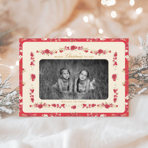 traditional christmas ditsy floral posie botanical holiday card