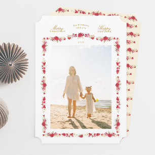 traditional christmas elegant floral botanical holiday card
