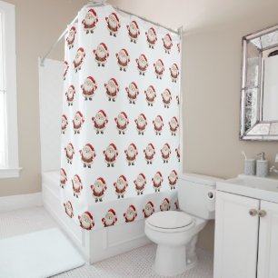 Traditional Christmas Festive Jolly Santa Shower Curtain