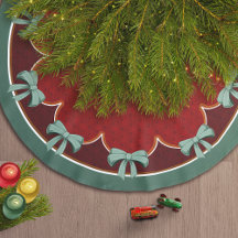 Traditional Christmas Green Bows Red Circles