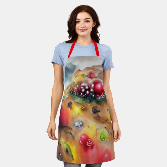 Traditional Christmas Holiday Fruit Cake Apron (Worn)