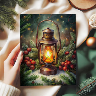 Traditional Christmas lantern holly tissue paper