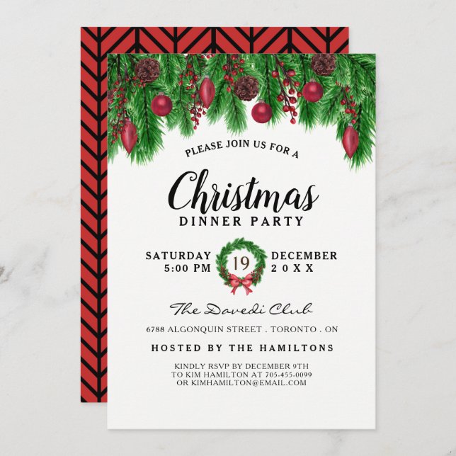 Traditional Christmas Party Invitation (Front/Back)