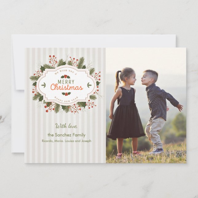 Traditional Christmas Photo Holiday Card (Front)